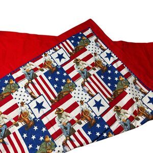 Western Cowboy‎ Vintage American Flag Throw Blanket Homemade